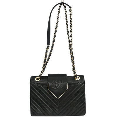Chanel Collar and Tie Flap Chevron Sheepskin Small