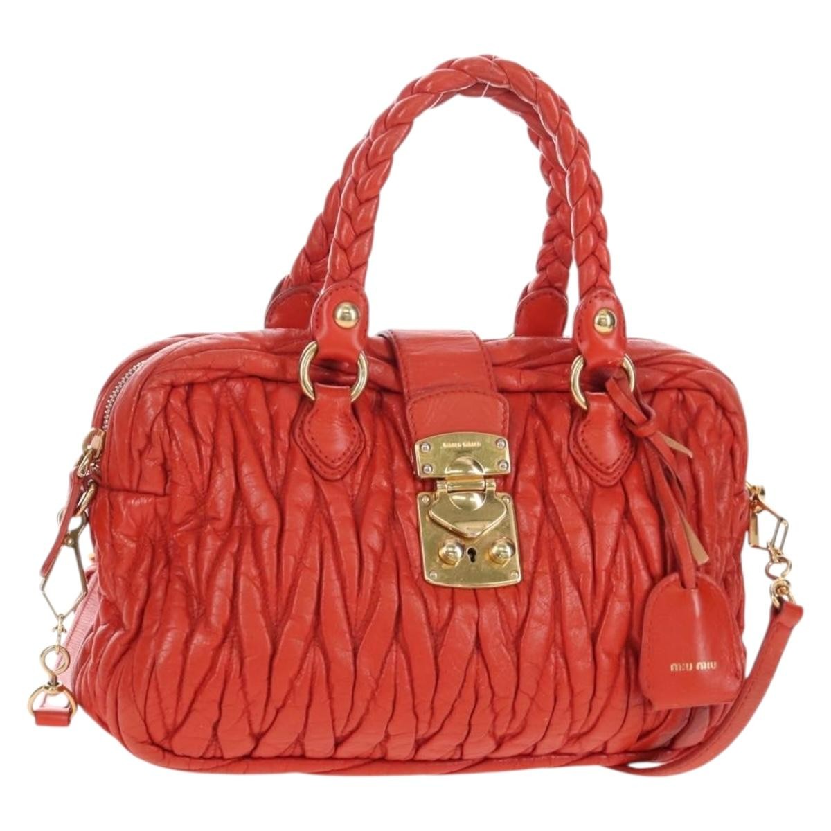 Miu Miu Coffer Convertible Satchel Matelasse Leather Medium