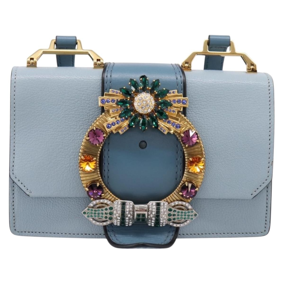 Miu Miu Madras Crystal Buckle Leather Small