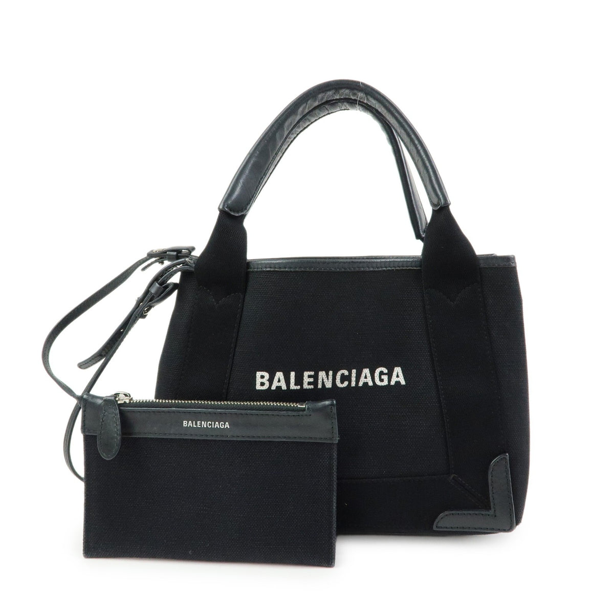 Balenciaga Navy Cabas Canvas with Leather XS