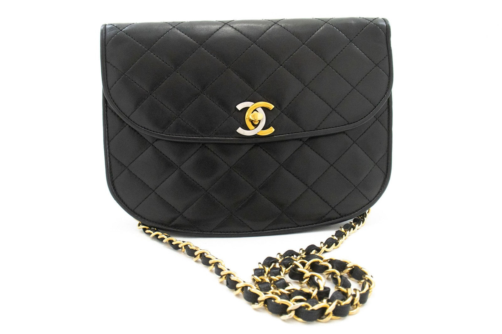 Chanel Vintage Round Flap Quilted Lambskin Small