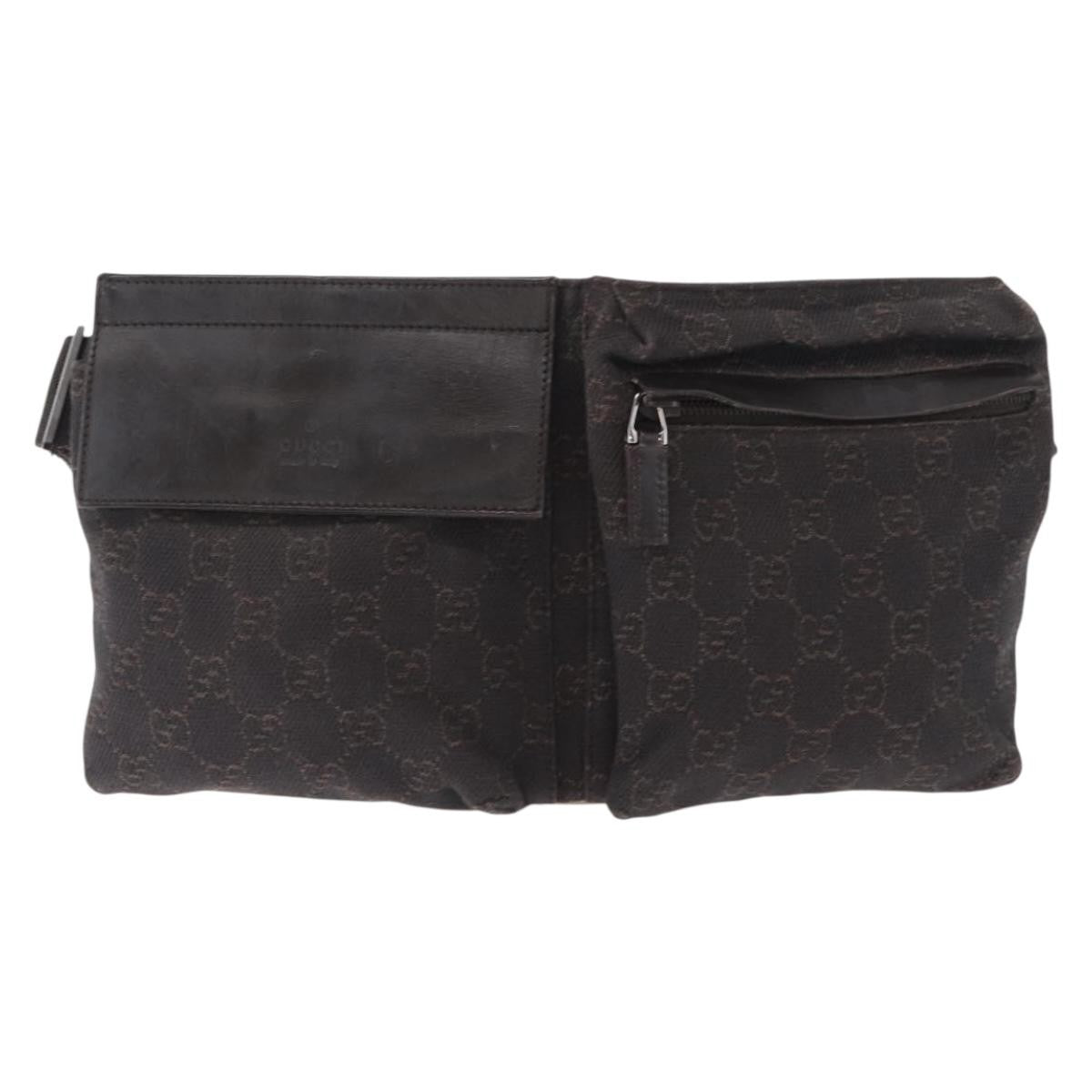 Gucci Vintage Double Belt Bag GG Canvas with Leather Small