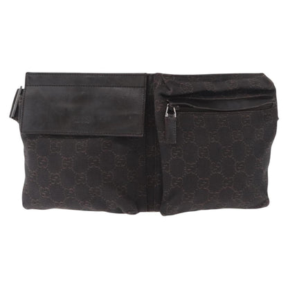 Gucci Vintage Double Belt Bag GG Canvas with Leather Small