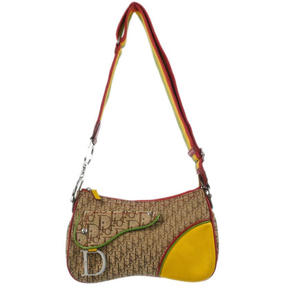 Christian Dior Vintage Rasta Saddle Messenger Bag Diorissimo Canvas Medium
