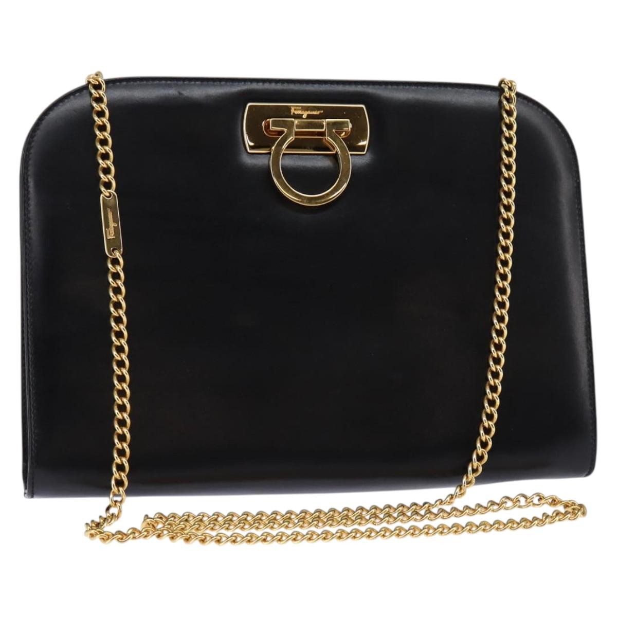 Salvatore Ferragamo Vintage Gancini Chain Shoulder Bag Leather Small