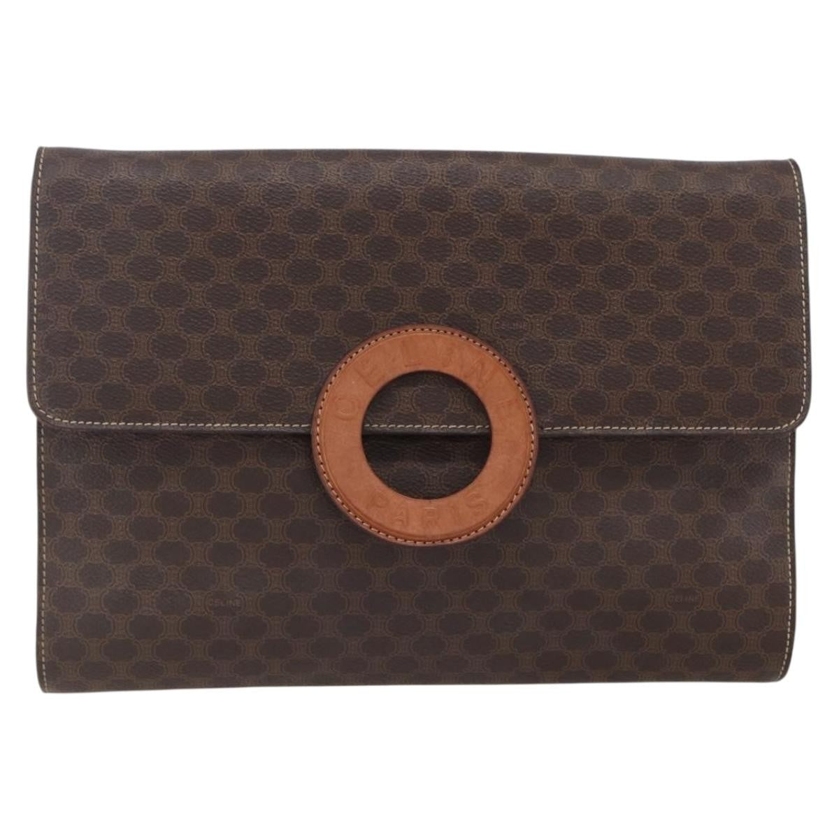 Celine Vintage Macadam Circle Logo Shoulder Bag Canvas and Leather Product Image