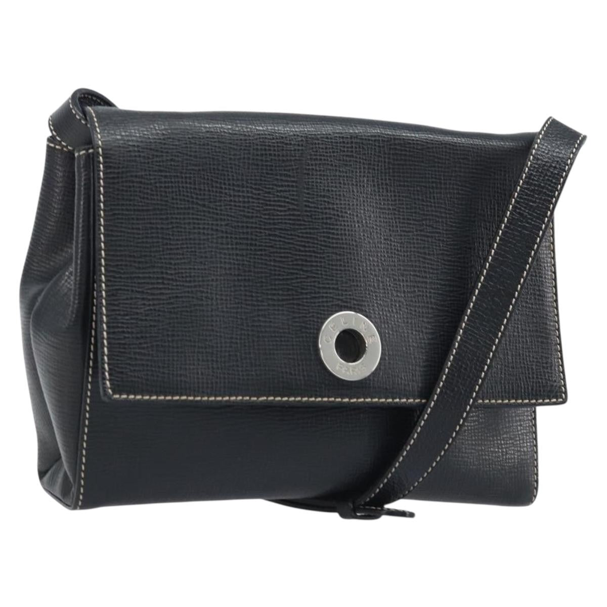 Celine Vintage Circle Logo Leather Small