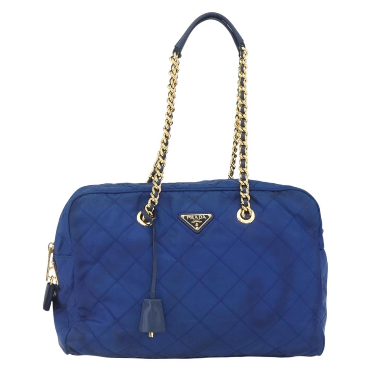 Prada Chain Shoulder Bag Quilted Tessuto Large