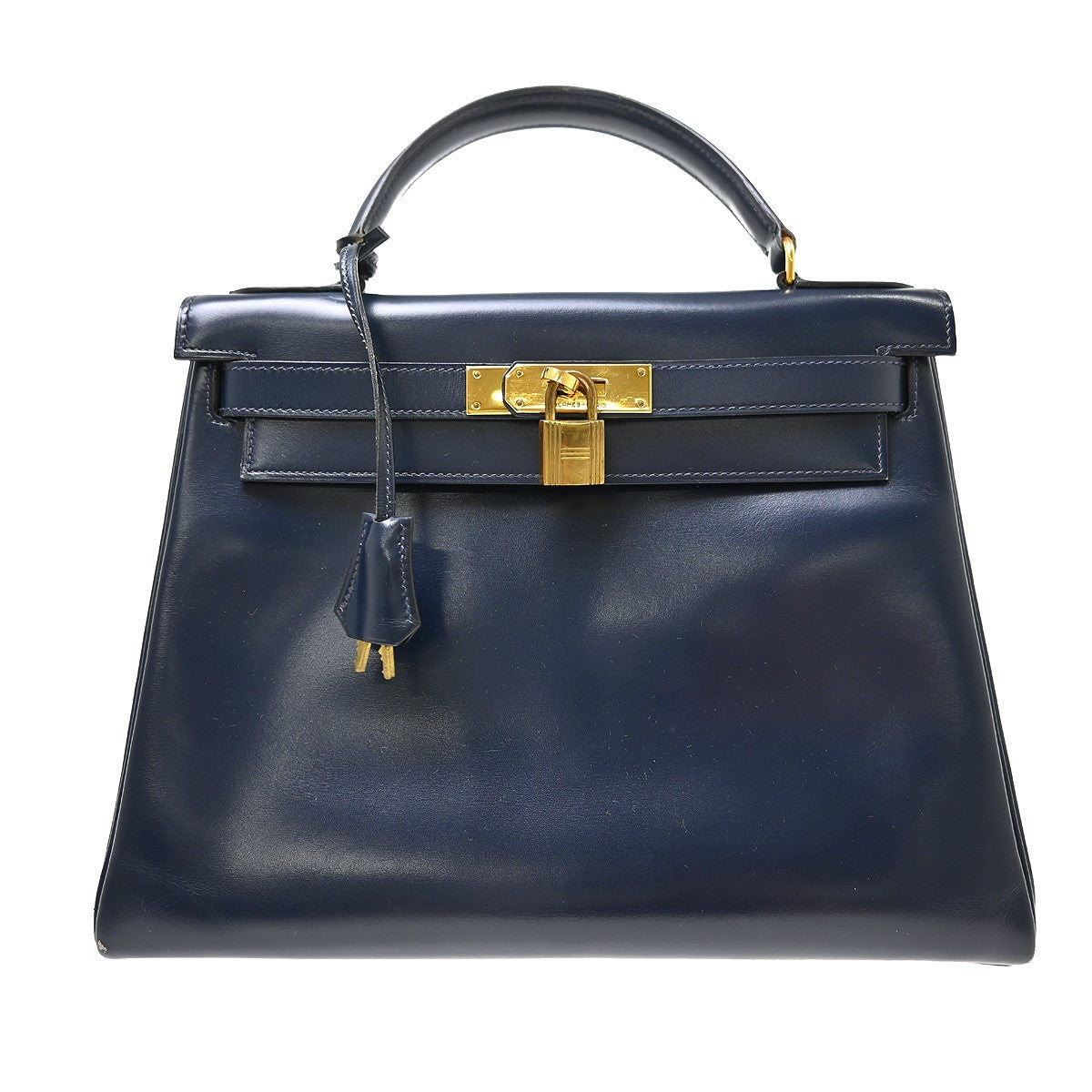 Hermes Kelly Blue Box Calf with Gold Hardware 28
