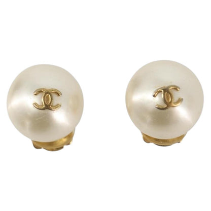 Chanel CC Clip On Faux Pearl Embellished Metal Product Image