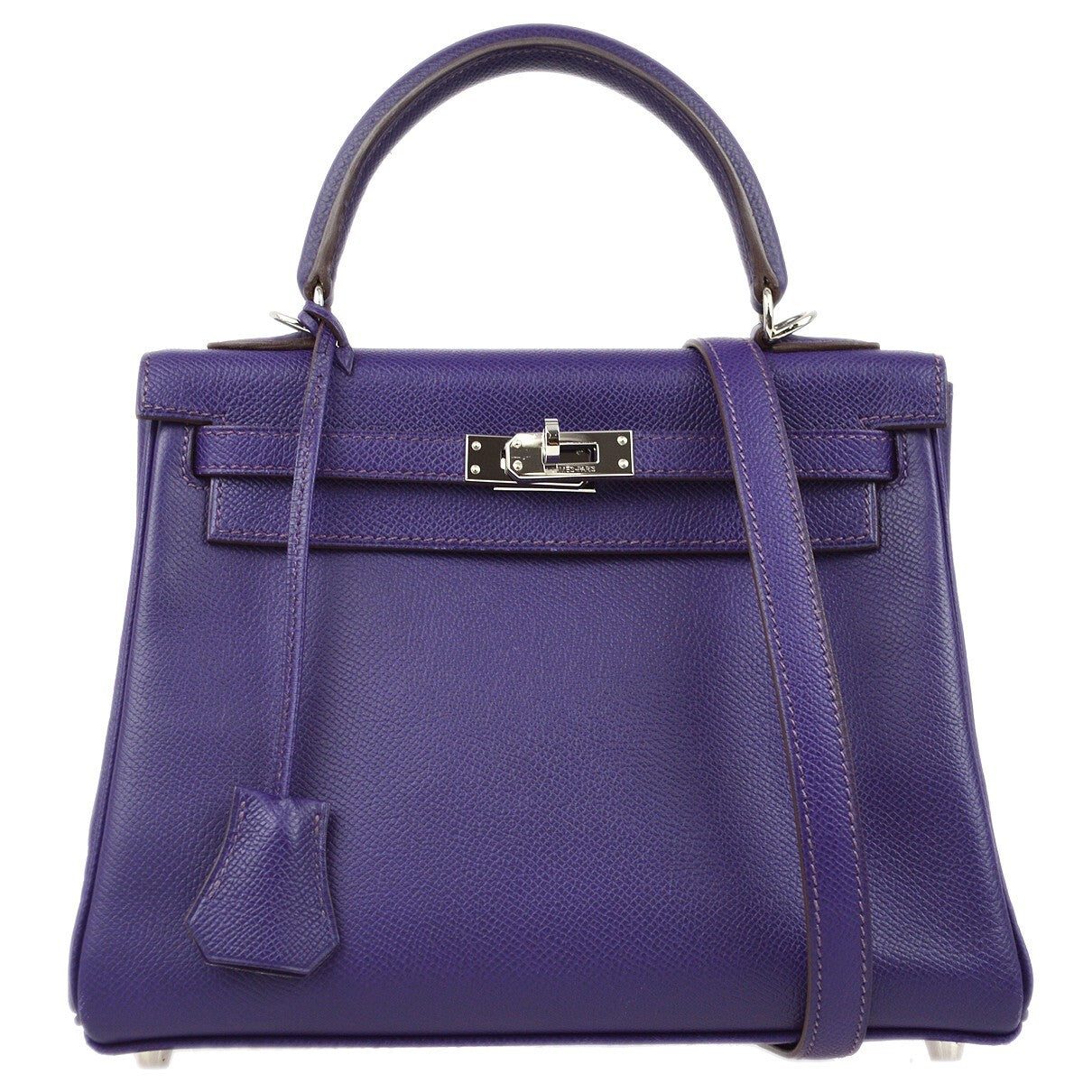 Hermes Kelly Purple Epsom with Palladium Hardware 25