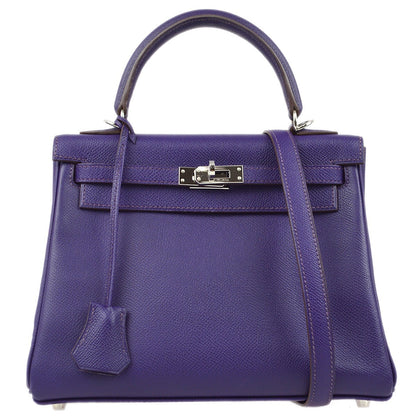 Hermes Kelly Purple Epsom with Palladium Hardware 25