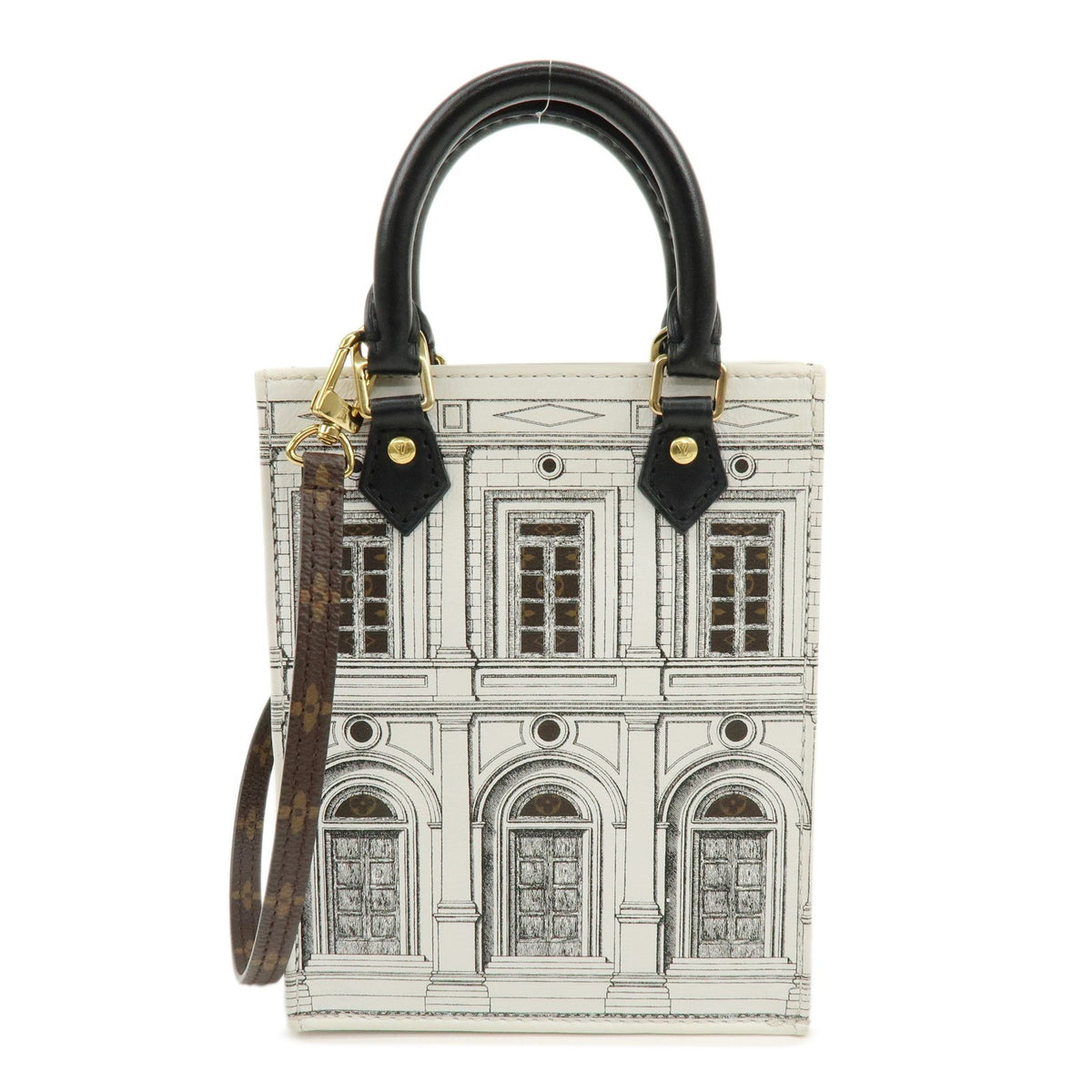 Louis Vuitton Petit Sac Plat Limited Edition Fornasetti Architettura Print Leather and Monogram Canvas Product Image