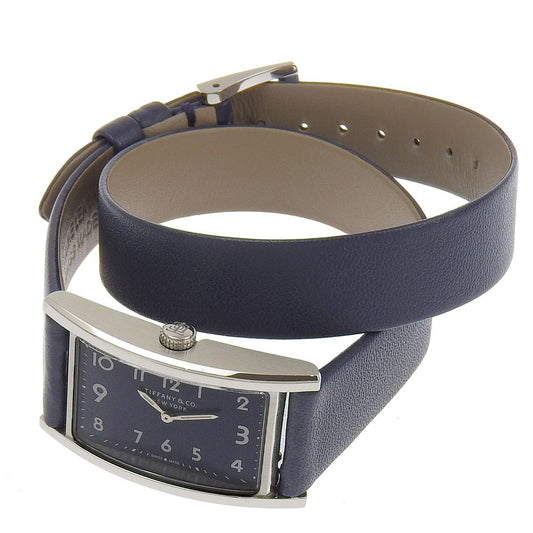 Tiffany & Co. East West 2-Hand Quartz Watch Stainless Steel and Leather 22
