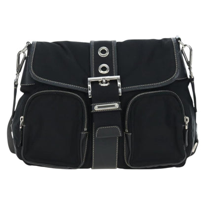 Prada Double Pocket Buckle Flap Tessuto and Leather Medium