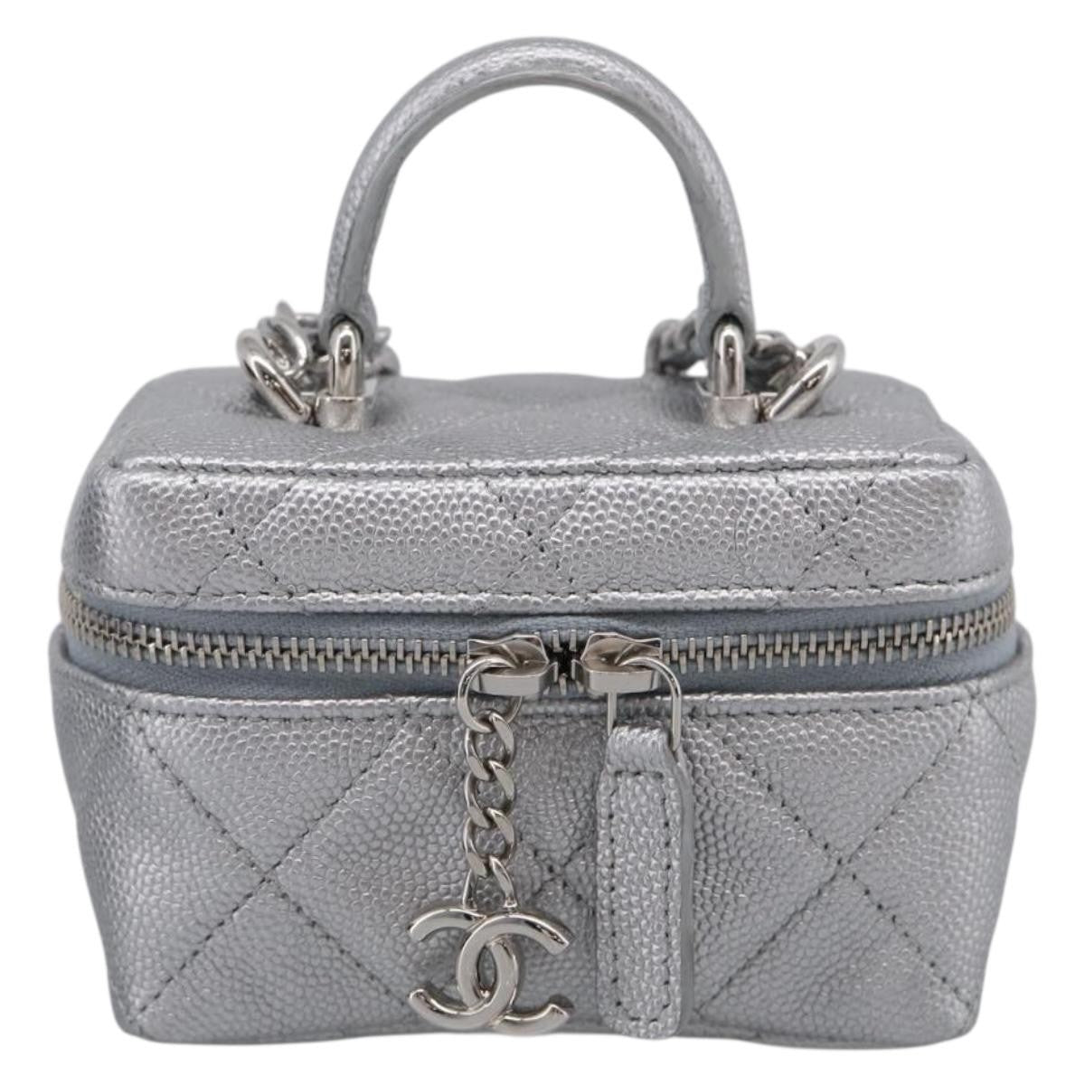 Chanel Classic Top Handle Vanity Case with Chain Quilted Lambskin Mini