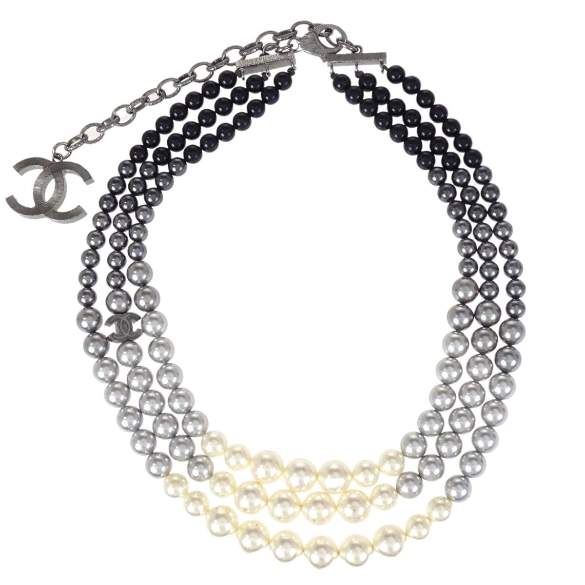 Chanel CC Necklace Faux Pearl and Metal Short