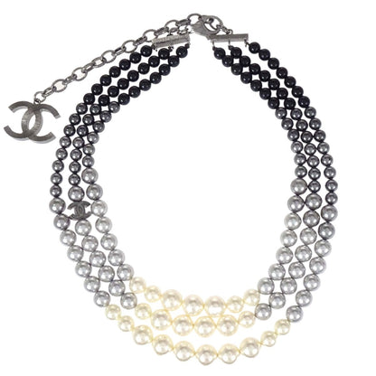 Chanel CC Necklace Faux Pearl and Metal Short