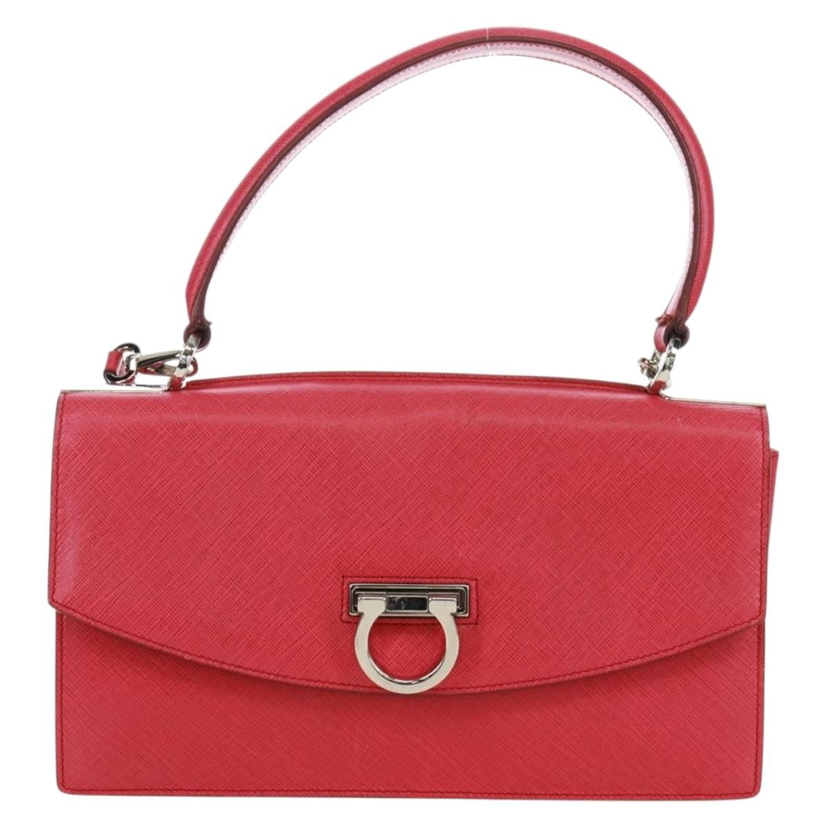 Salvatore Ferragamo Gancini Convertible Top Handle Saffiano Leather Small