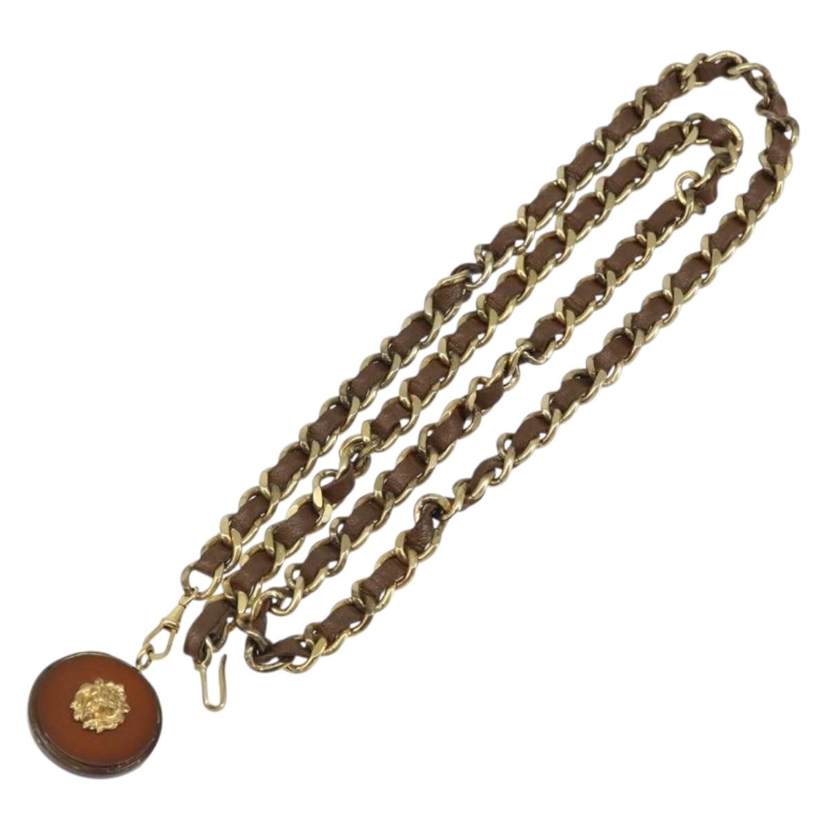 Chanel Vintage Logo Chain Belt Metal and Leather Product Image