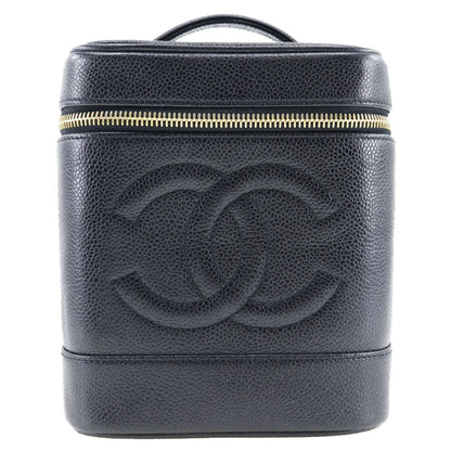 Chanel Vintage Timeless Cosmetic Case Caviar Tall