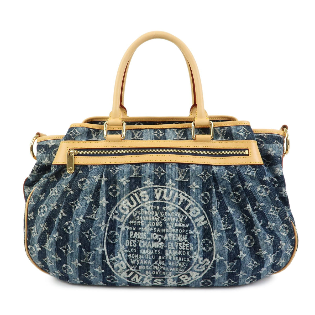 Louis Vuitton Porte Epaule Raye Striped Monogram Denim GM