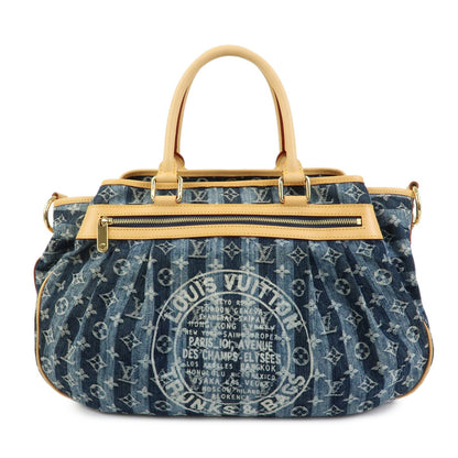 Louis Vuitton Porte Epaule Raye Striped Monogram Denim GM