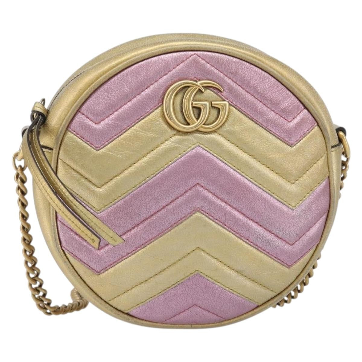 Gucci GG Marmont Round Matelasse Leather Mini