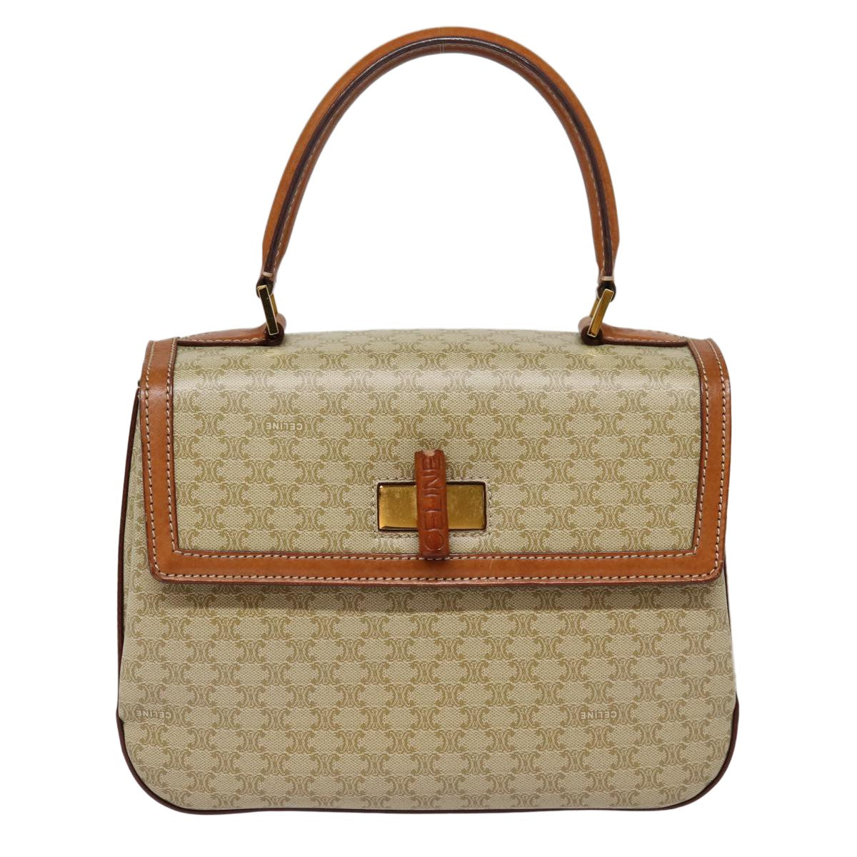 Celine Vintage Convertible Top Handle Macadam Coated Canvas Medium