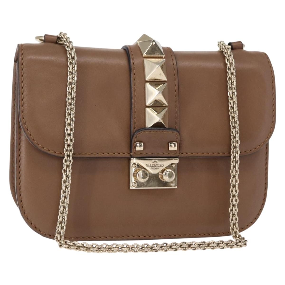 Valentino Garavani Rolling Rockstud Glam Lock Shoulder Bag Leather Medium