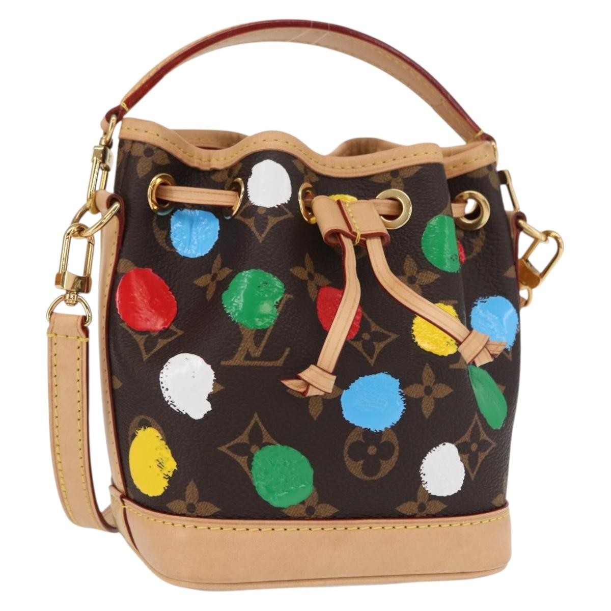 Louis Vuitton Noe Handbag Yayoi Kusama Painted Dots Monogram Canvas Nano