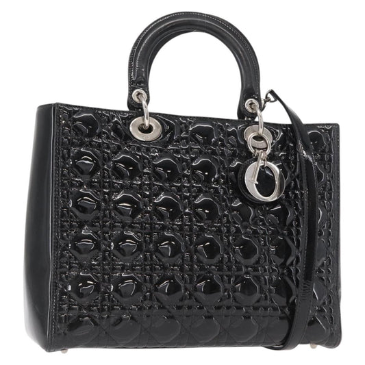 Christian Dior Lady Dior Bag Cannage Quilt Patent Medium