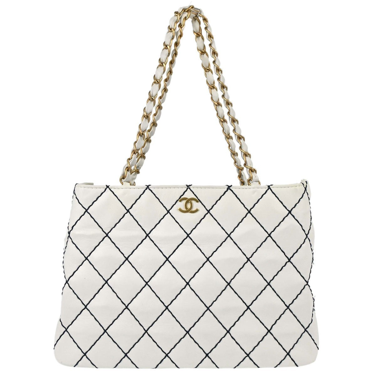 Chanel Surpique Chain Tote Quilted Leather Medium