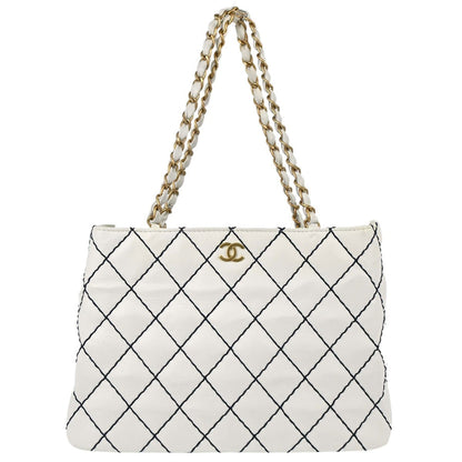 Chanel Surpique Chain Tote Quilted Leather Medium