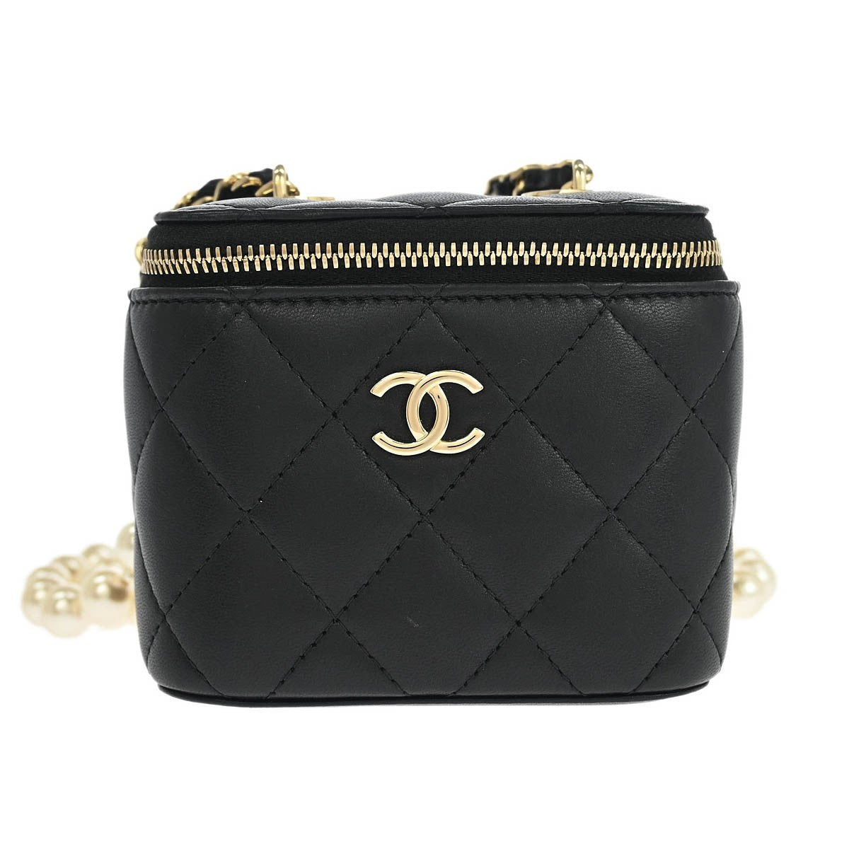 Chanel Vanity Case with Pearl Chain Quilted Lambskin Mini