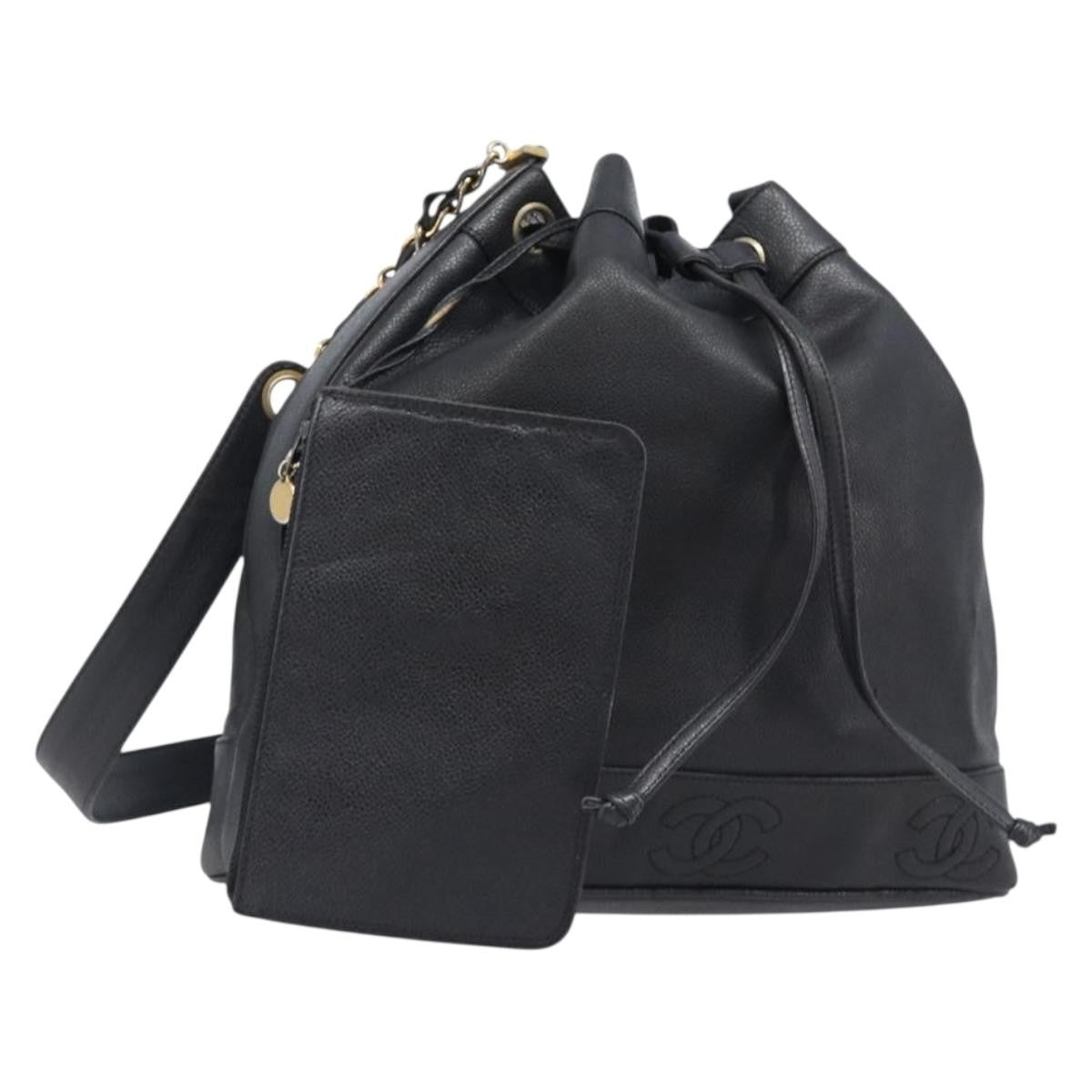 Chanel Vintage CC Drawstring Bucket Caviar Medium