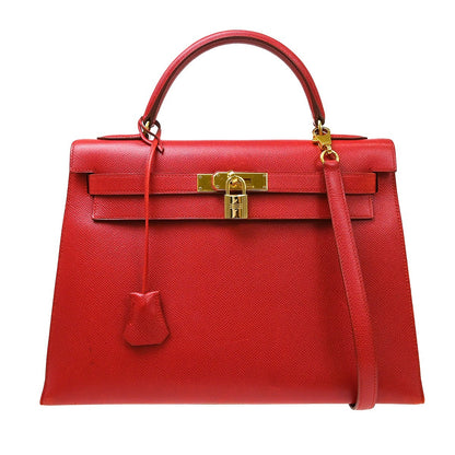 Hermes Kelly Red Courchevel with Gold Hardware 32