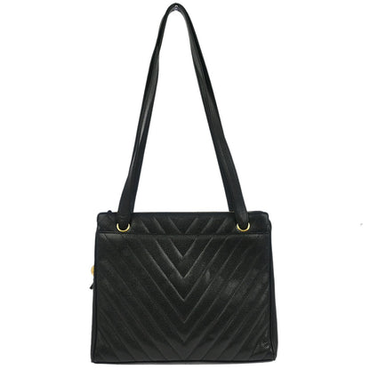 Chanel Vintage Zip Shoulder Bag Chevron Caviar Medium
