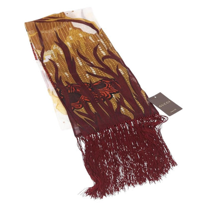 Gucci Printed Silk Fringed Scarf Silk No size available