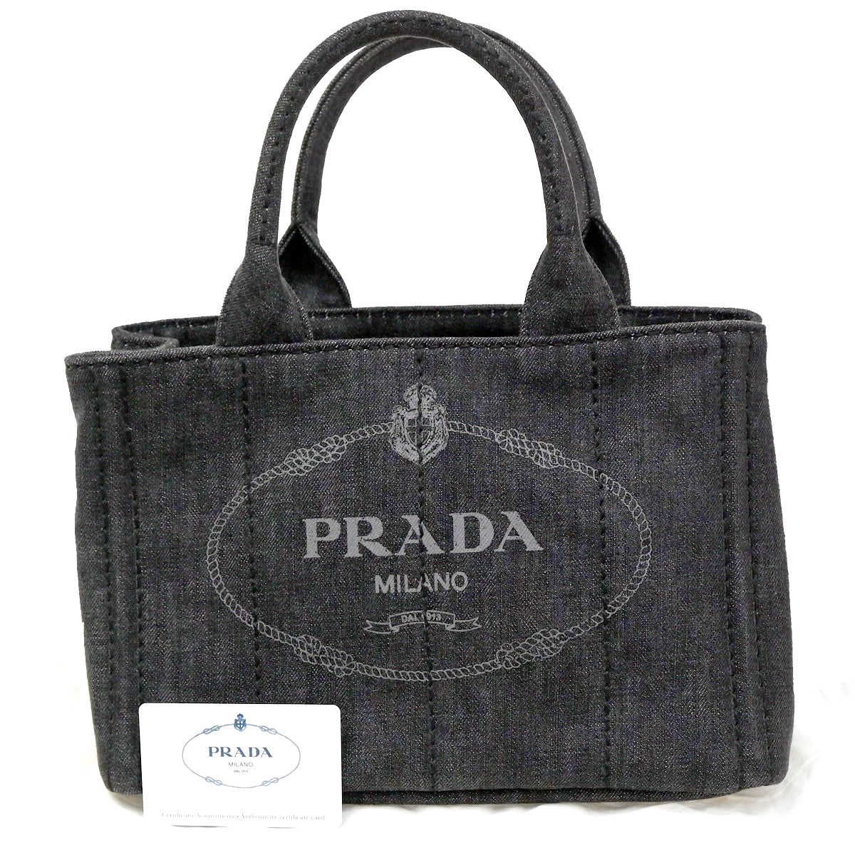 Prada Canapa Convertible Tote Denim Medium