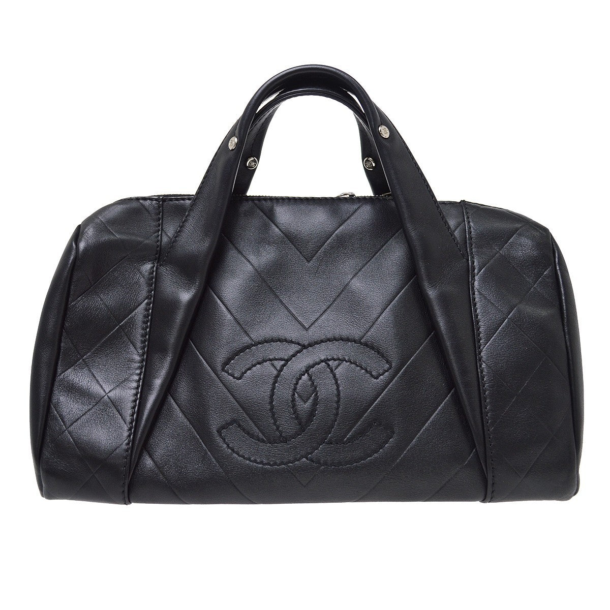 Chanel All Day Long Bowler Chevron Leather Medium