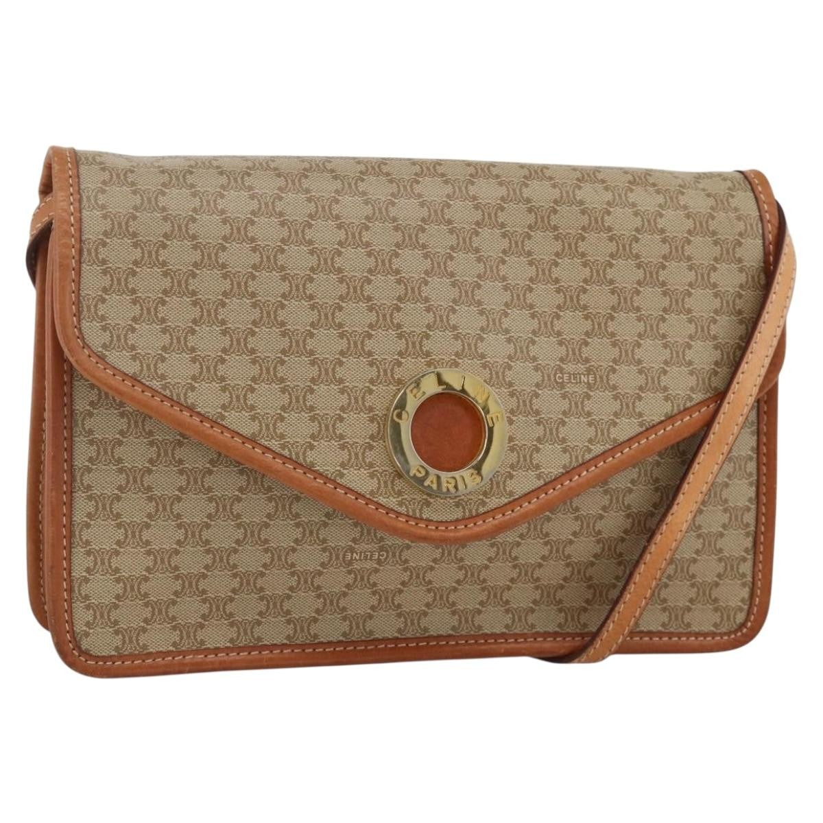 Celine Vintage Macadam Circle Logo Canvas and Leather Product Image