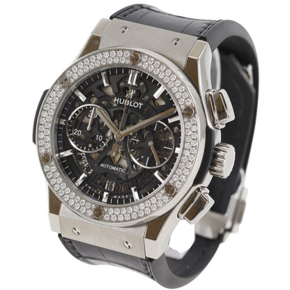 Hublot Classic Fusion Automatic Stainless Steel and Alligator with Rubber with diamond Bezel 42