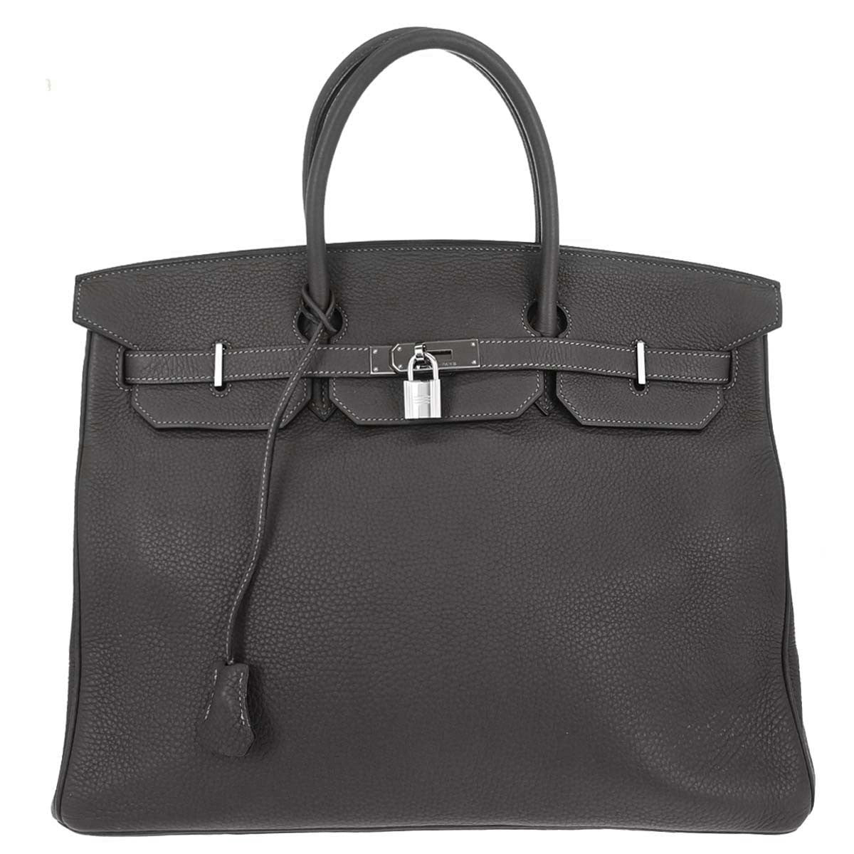 Hermes Birkin Handbag Grey Clemence with Palladium Hardware 40