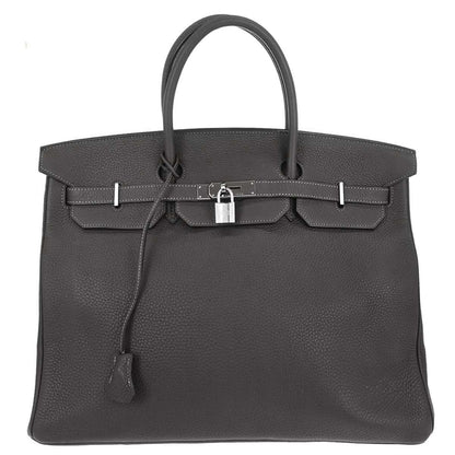 Hermes Birkin Handbag Grey Clemence with Palladium Hardware 40