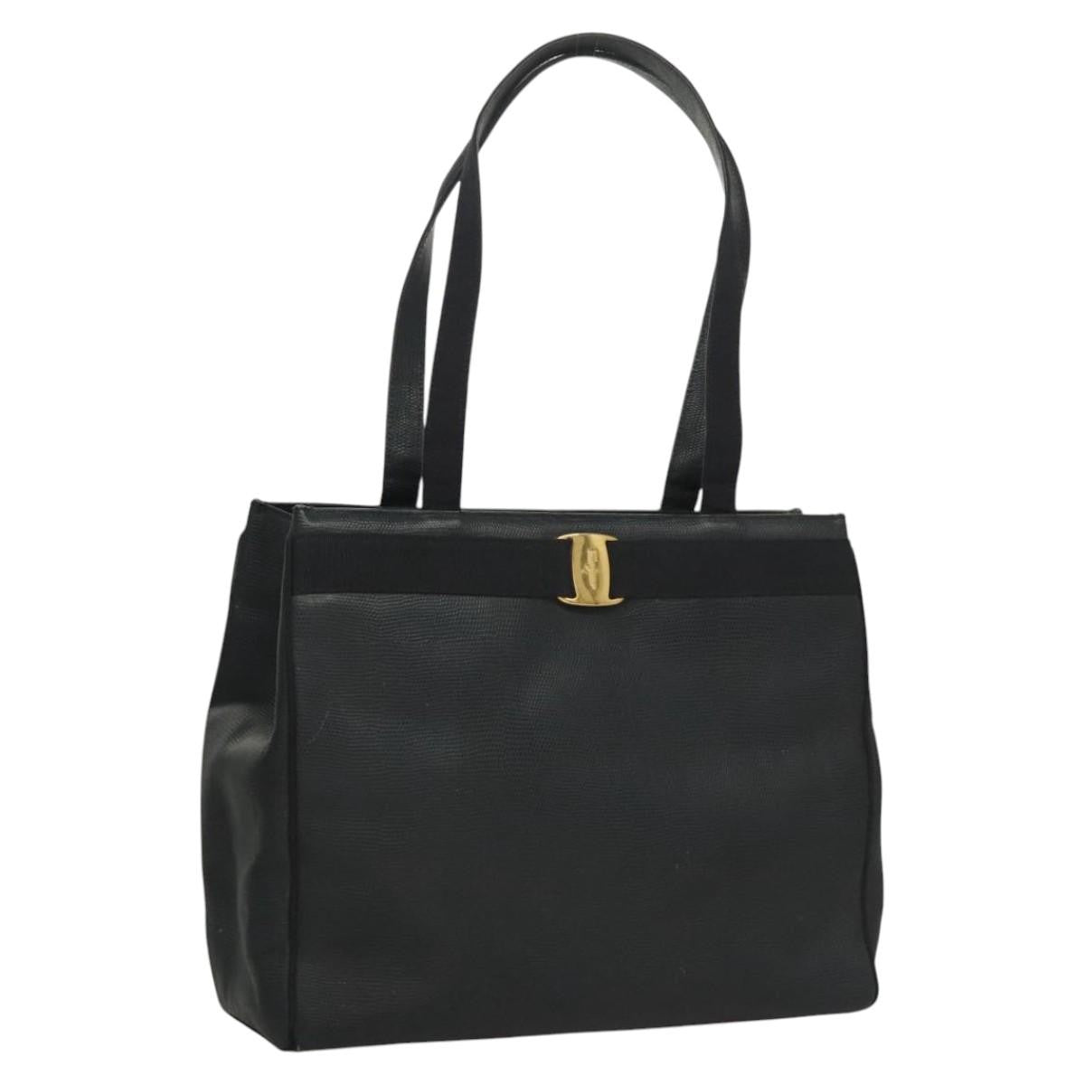 Salvatore Ferragamo Vintage Vara Bow Tote Lizard Embossed Leather Medium