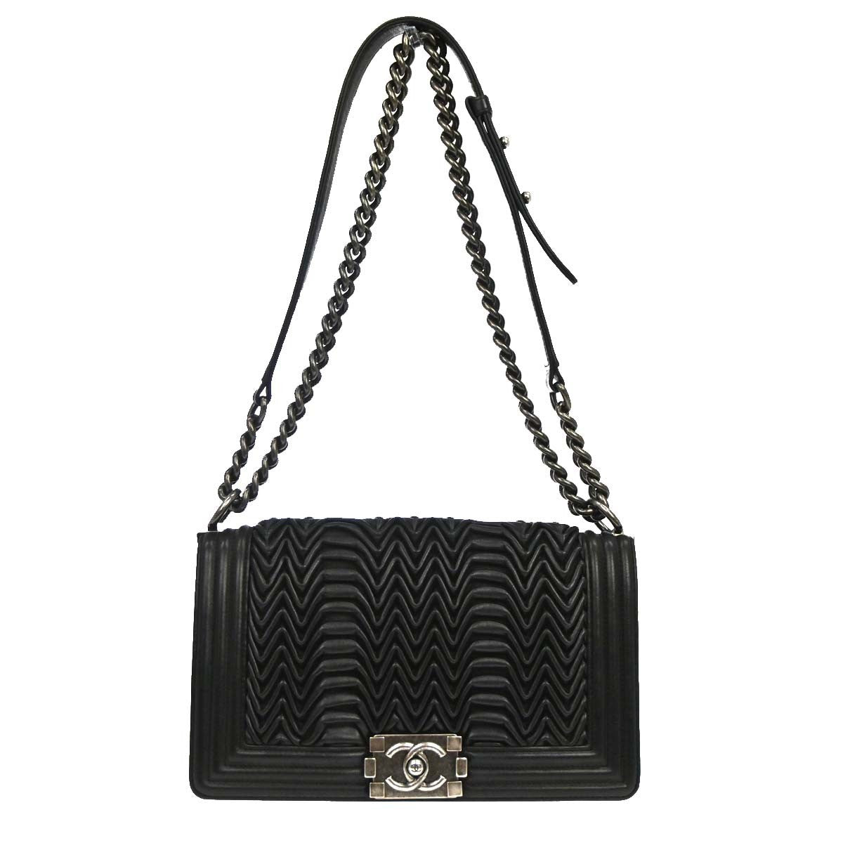 Chanel Boy Flap 3D Pleated Leather Old Medium