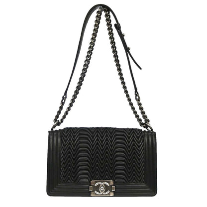 Chanel Boy Flap 3D Pleated Leather Old Medium