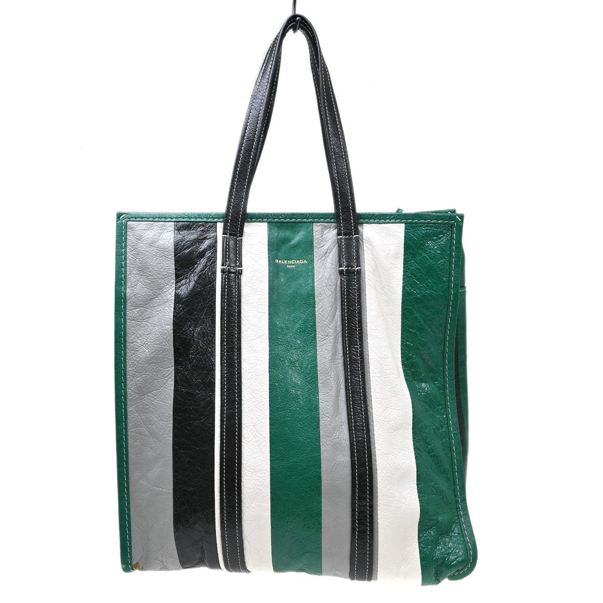 Balenciaga Bazar Convertible Tote Striped Leather Small