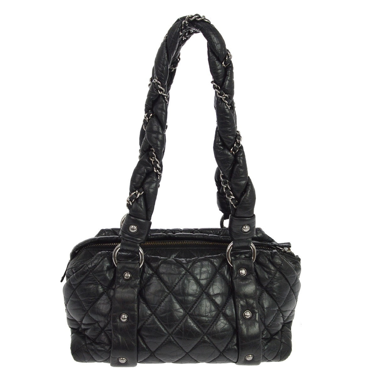 Chanel Lady Braid Bowler Quilted Distressed Calfskin Large